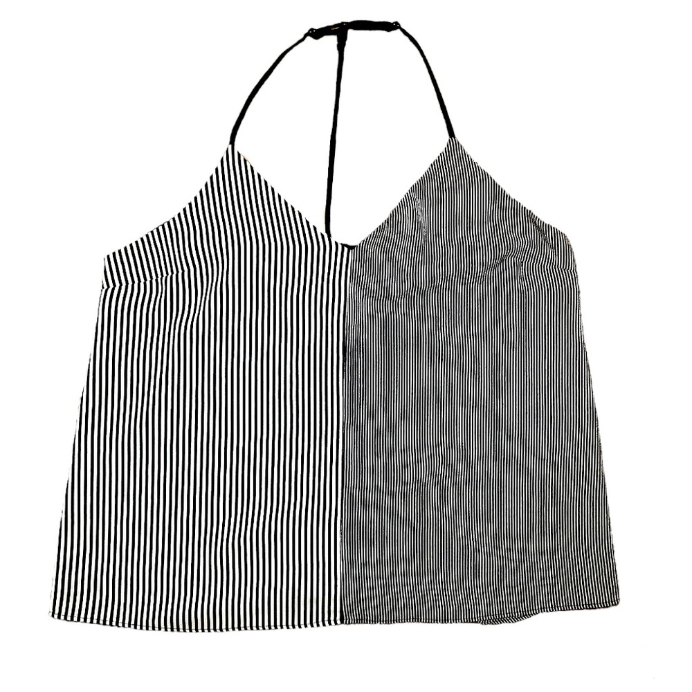 Socialite Black and White Striped Top - Size Large
